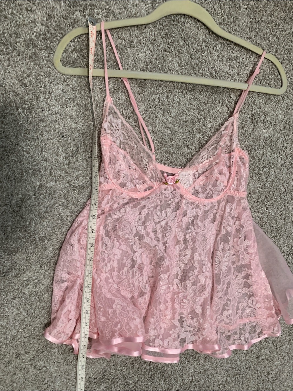 Vintage Light Pink Sheer Lace Babydoll Chemise - Picture 7 of 8